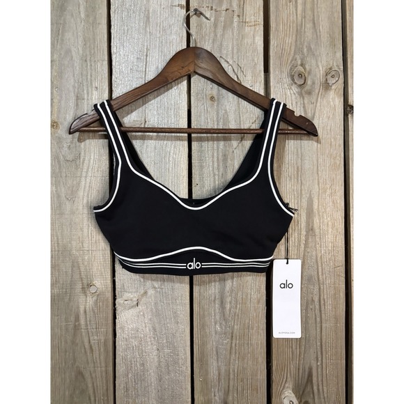 Alo Yoga Airbrush Heart Throb Bra 🤍 Black White | NWT | Size S - Picture 1 of 5